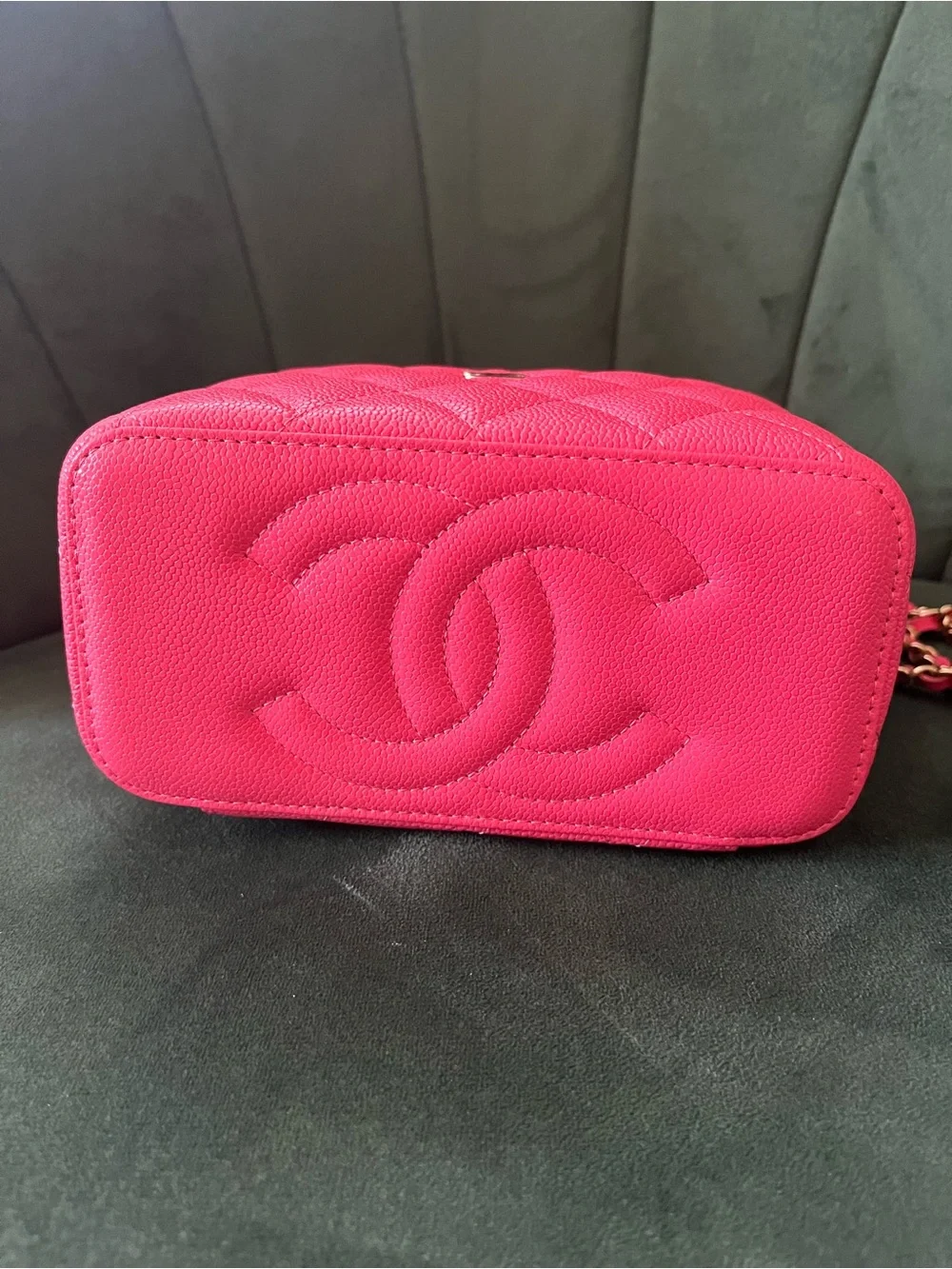 CHANEL Coral Pink Quilted Vanity Crossbody with Gold-Tone Chain